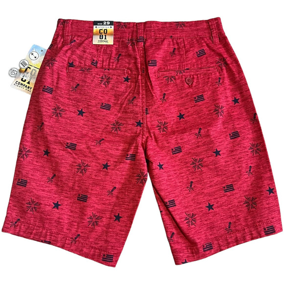 NWT Company Eighty One Red and Blue Patriotic Print Flat Front Shorts Size 29 - Picture 2 of 7